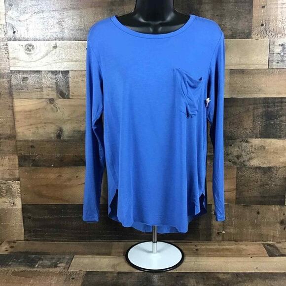 Another Love Women’s Small Blue Pullover Long Sleeve Top Pocket Stretch NWOT - Picture 5 of 16